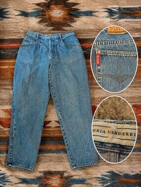 Vtg 80s Rare Vanderbilt Blue Denim Jeans High Rise Tapered Front Pleats W30 L32